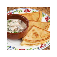 Мачанка с сушеными грибами и блинами